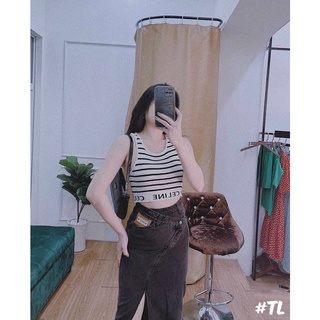Áo len croptop in chữ Celina