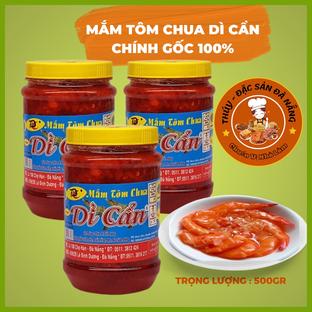 Mắm Tôm Chua Dì Cẩn Đà Nẵng Chính Gốc Hộp 500gr Thơm Ngon Chuẩn Vị