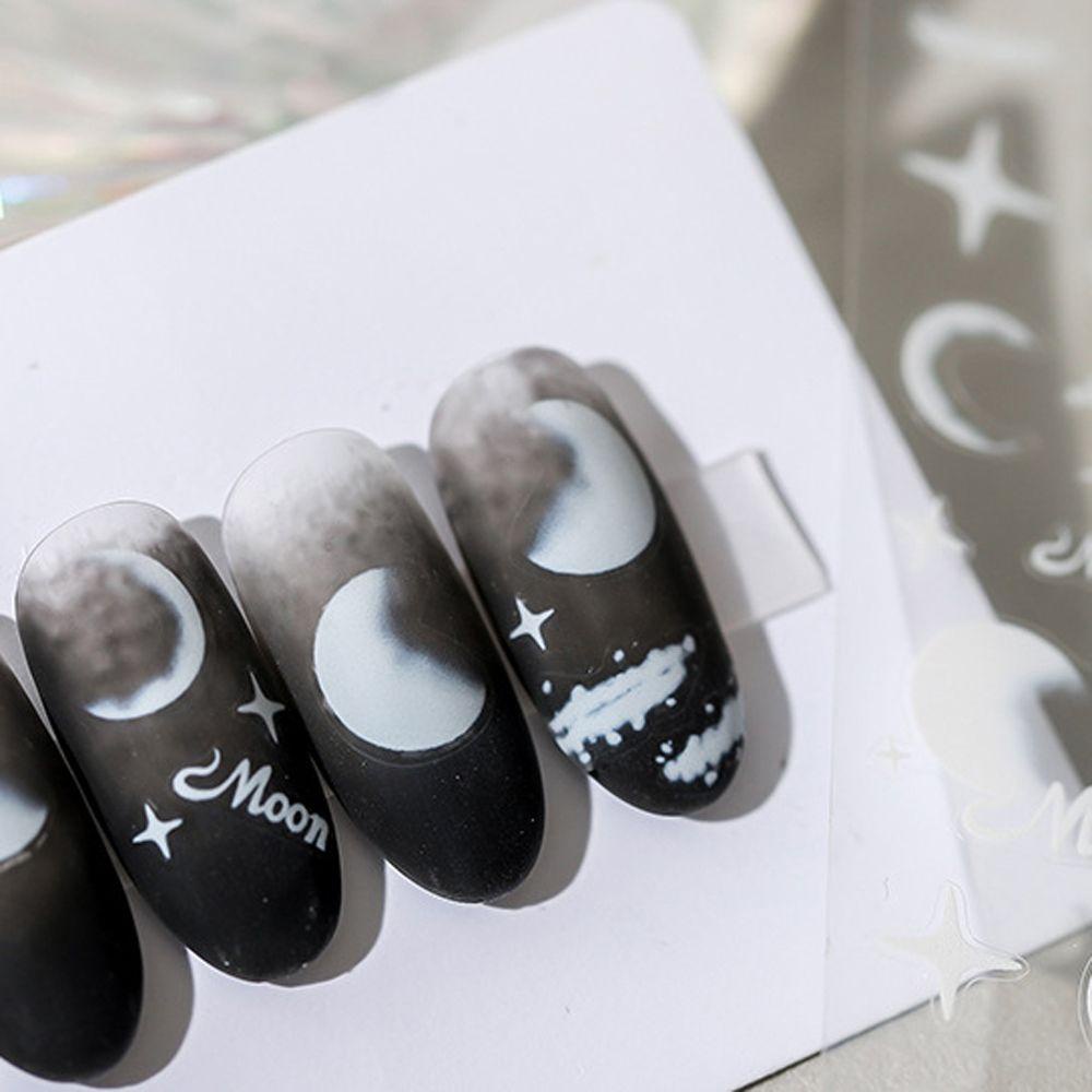 Miếng Dán Trang Trí Móng Tay 5D Tự Dính Họa Tiết Trăng Sao Trái Tim Cá Tính