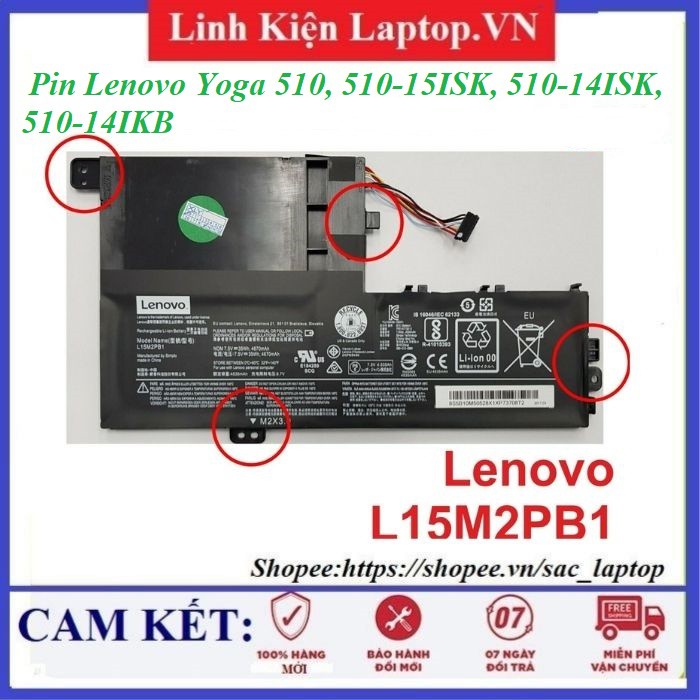 ⚡Pin laptop Lenovo Yoga 510, 510-15ISK, 510-14ISK, 510-14IKB  L15M2PB1