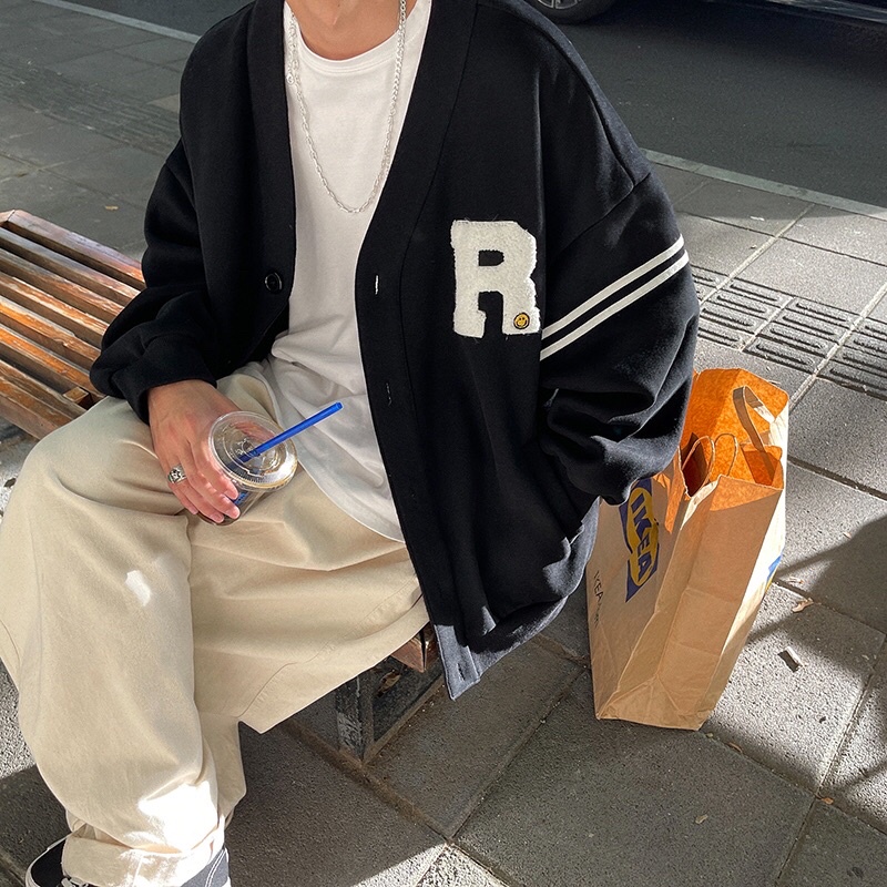 Áo khoác cardigan nỉ bông thêu R ( Ảnh thật ) | BigBuy360 - bigbuy360.vn