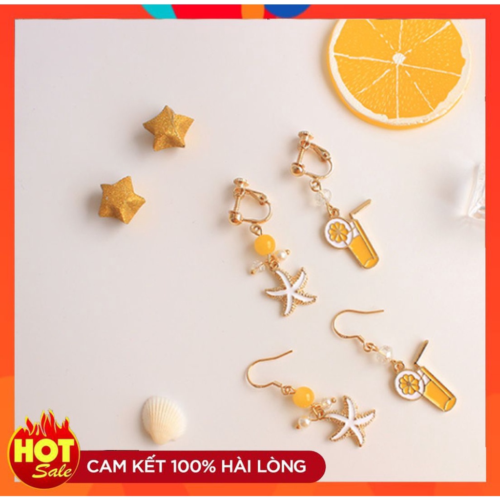 [hot]  BÔNG TAI KHUYÊN TAI PHONG CÁCH MÙA HÈ ĐI BIỂN HÌNH TRÀ CHANH SAO BIỂN THỜI TRANG DỄ THƯƠNG221BT014