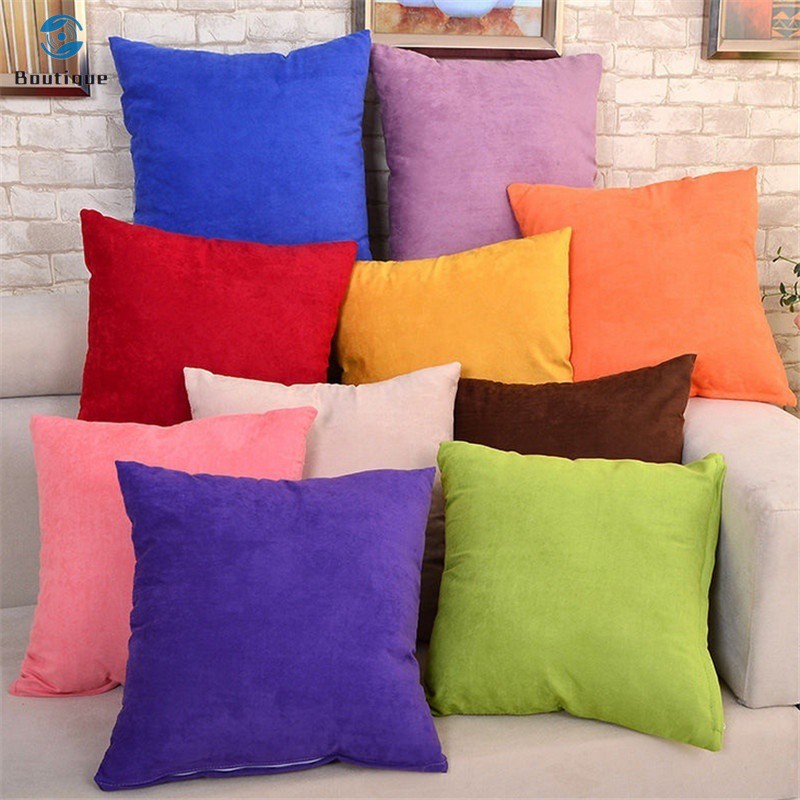 ✿♥▷ Solid Suede Nap Cushion Cover Bed Sofa Throw Pillow Case Home Decor 45cm x 45cm