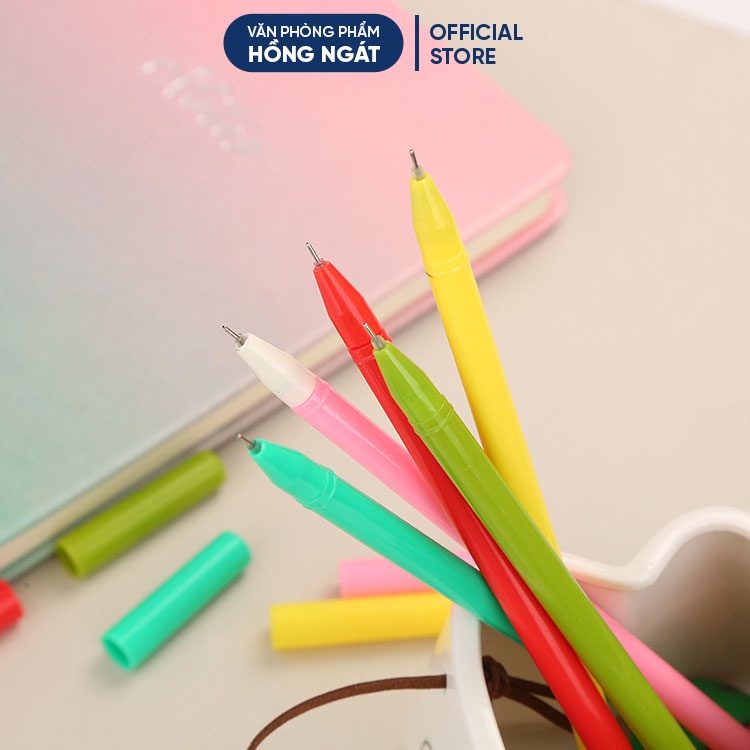 Bút bi cute hoa quả bổ miếng, bút bi nước mực gel đen ngòi 0.5mm nhiều màu dễ thương đồ dùng học tập B12