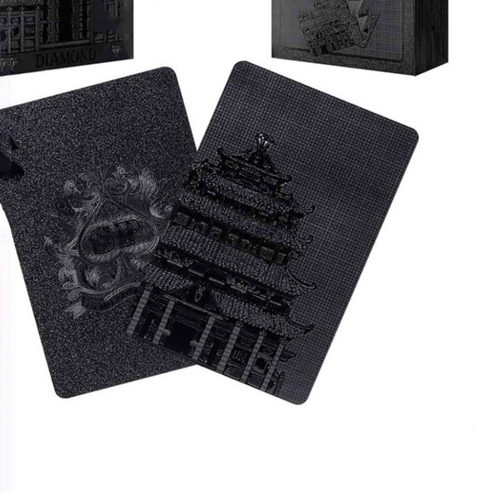 Bộ Bài Tây Mạ Đen Cao Cấp 52 Lá Bài Nhựa May Mắn Tài Lộc Chống Thấm Nước Bẻ Cong Không Gãy BT9D