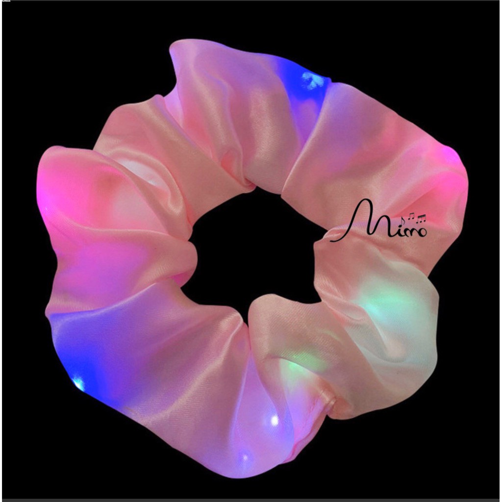 Dây Scrunchies, cột tóc, vòng tay vải phi bóng phát sáng 8 màu