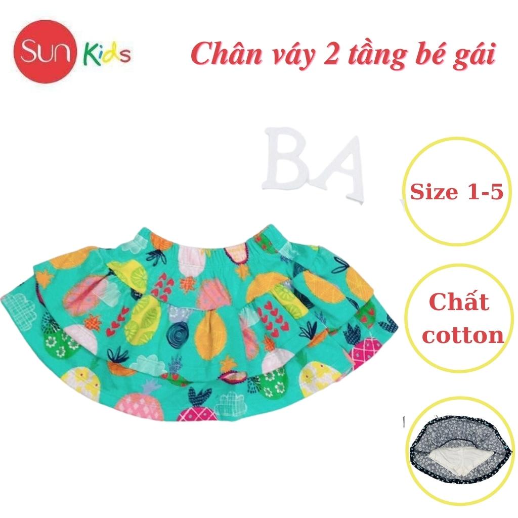 Chân váy cho bé, đầm bé gái 2 tầng, chất cotton, có quần đùi trong, size 1-5 - SUNKIDS