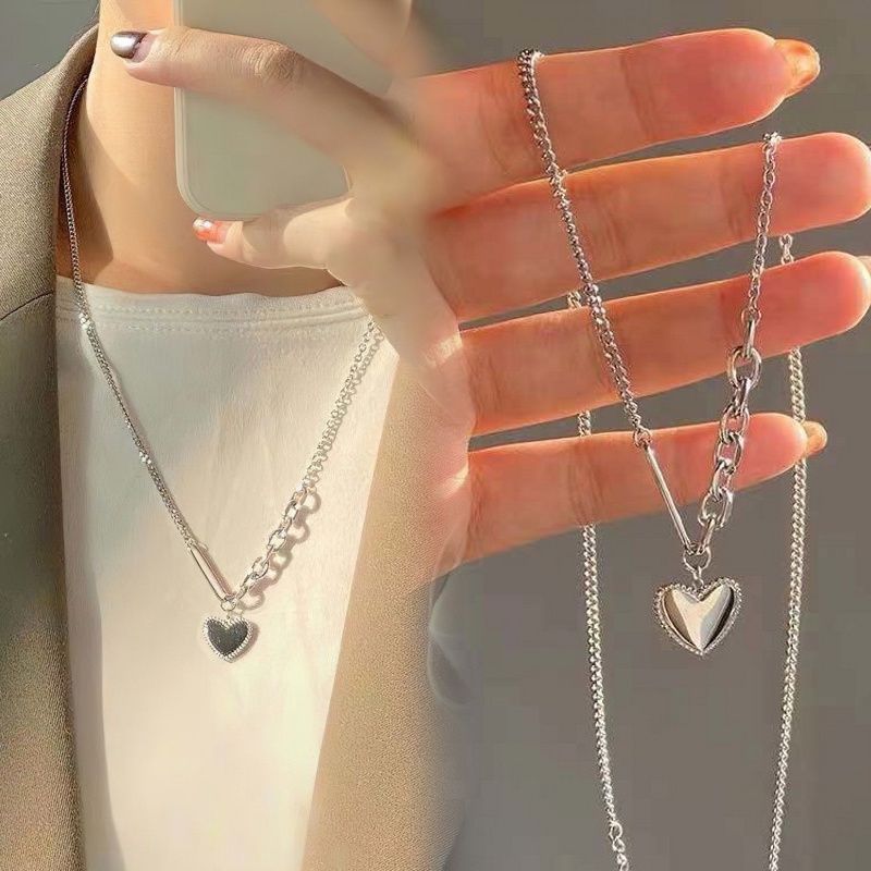 Vòng Cổ Choker Mặt Trái Tim Kim Loại Đơn Giản Sáng Tạo Thời Trang Punk Dành Cho Nam Và Nữ
