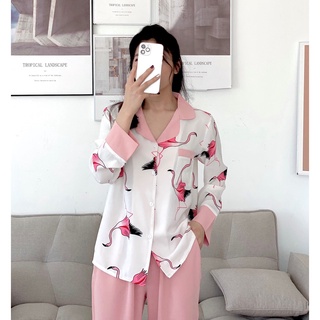 Bộ ngủ lụa dài tay hàng thiết kế cao cấp