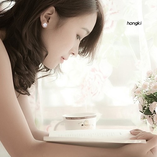 Khuyên tai mạ bạc phối hình hoa hồng lãng mạn thời trang