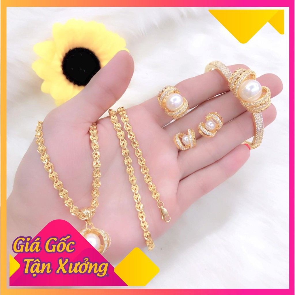 [Giá gốc tận xưởng] Bộ trang sức 4 món mạ vàng 18k mã UH12 [CAM KẾT KHÔNG ĐEN -  KHÔNG NGỨA]