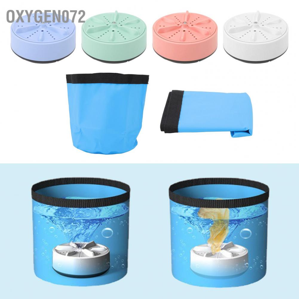 Oxygen072 Máy giặt di động mini thông minh USB với xô gấp và pin để đi du lịch ngoài trời