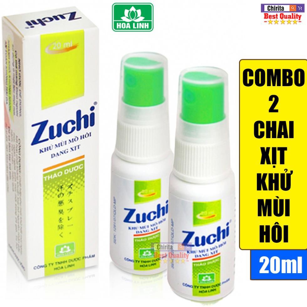 Combo 2 Chai Xịt Khử Mùi Hôi Cơ Thể Dạng Xịt ZUCHI Thảo Dược 20Ml ( Xanh )