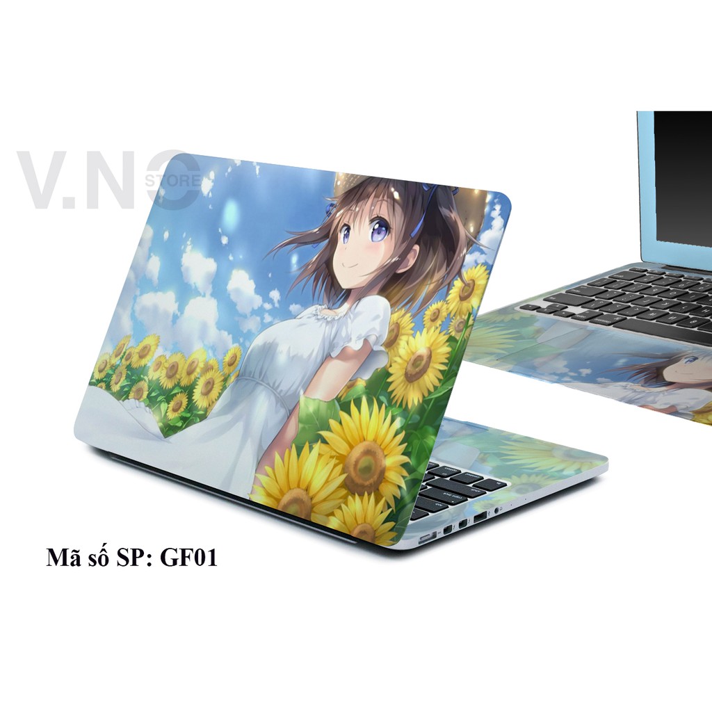 Decal Laptop V.NO STORE - GIRL HOA cao cấp cho các dòng laptop dell/acer/asus/lenovo/hp/macbook
