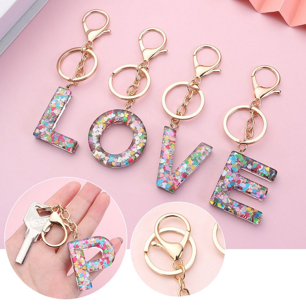 Móc Khóa Hình 26 Chữ Cái A-Z Đính Kim Sa Thời Trang