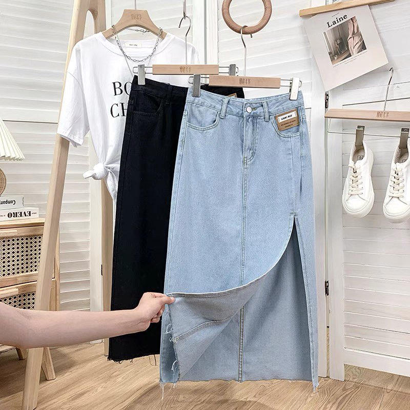 CHÂN VÁY JEAN BÒ DÀI XẺ BÊN CVB13035