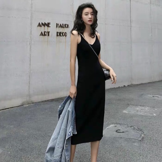 (Order) VÁY LEN DÀI HAI DÂY CỔ V