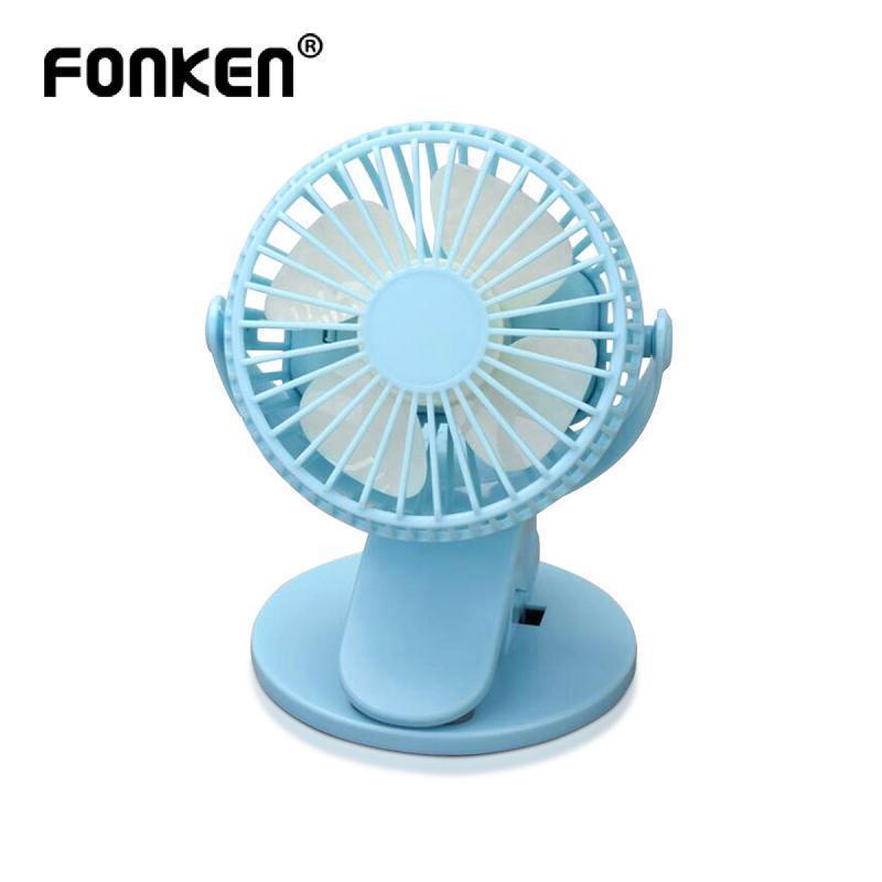 Quạt FONKEN USB mini 3 tốc độ tùy chỉnh có kẹp và đế đỡ xoay 360 độ tiện dụng