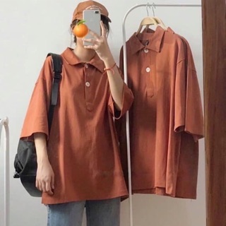 Áo polo trơn màu cam đất