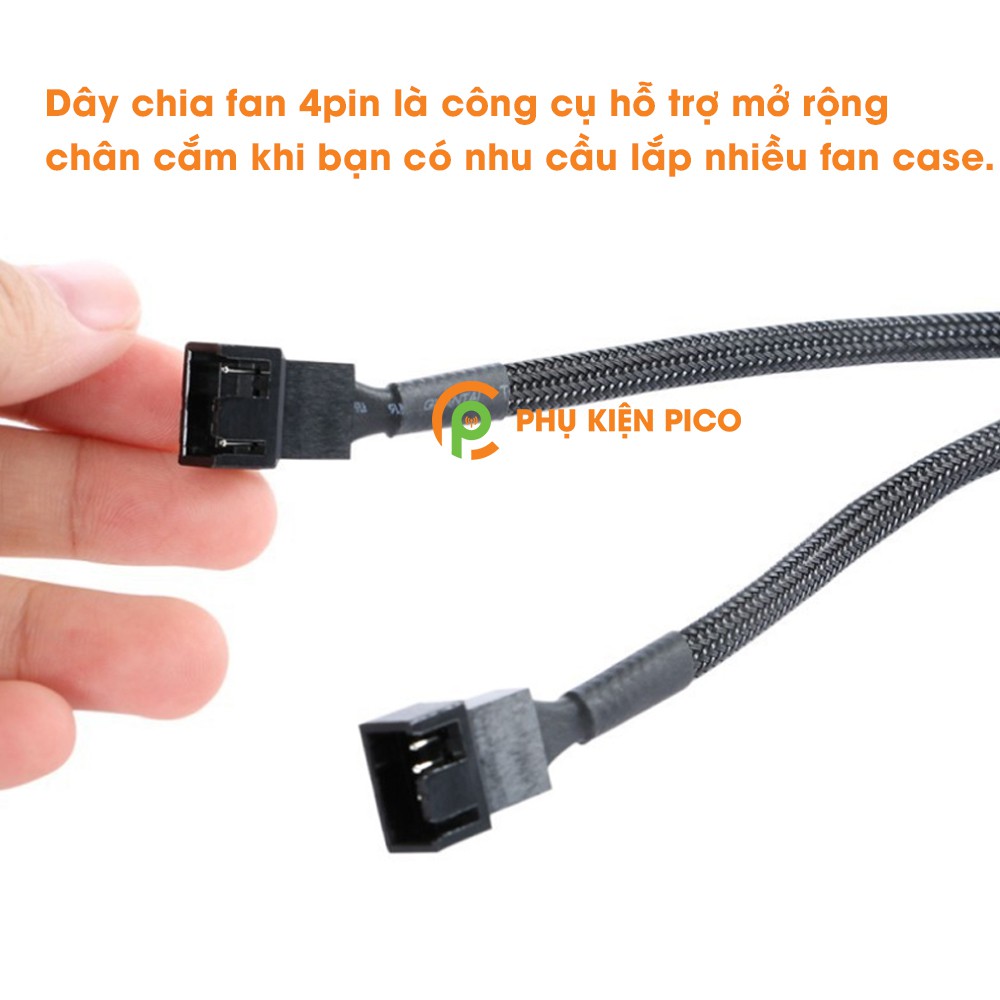 Dây chia nguồn fan 1 ra 2 PWM - Dây chia nguồn quạt case 1 ra 2 có PWM bọc dù siêu bền