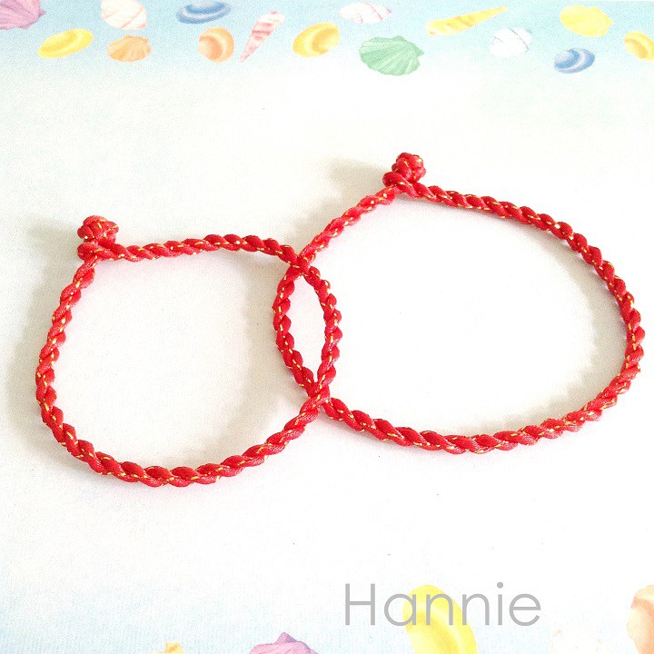 (Đỏ/Đen) Vòng chân chỉ đỏ chỉ đen sợi kim tuyến may mắn - Lắc chân nam nữ phong thủy | BigBuy360 - bigbuy360.vn