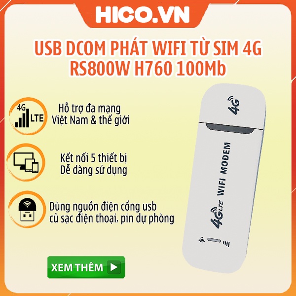 USB Dcom Phát Wifi Từ Sim 3G 4G Tốc Độ Cao Giá Rẻ, Kết nối đa năng từ cốc sạc , pin dự phòng, cổng usb máy tính