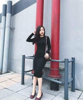 Đầm Body Tay Dài Thun Gân
