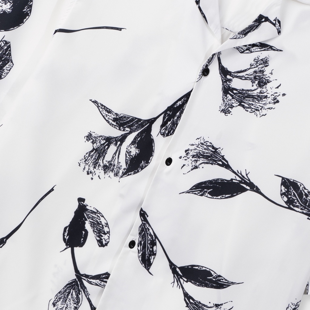 Áo sơ mi nam ngắn tay DEWE, vải lụa nhập khẩu chống nhăn thoáng mát, họa tiết Lá Đen - DEWE Cuban Shirt | BigBuy360 - bigbuy360.vn