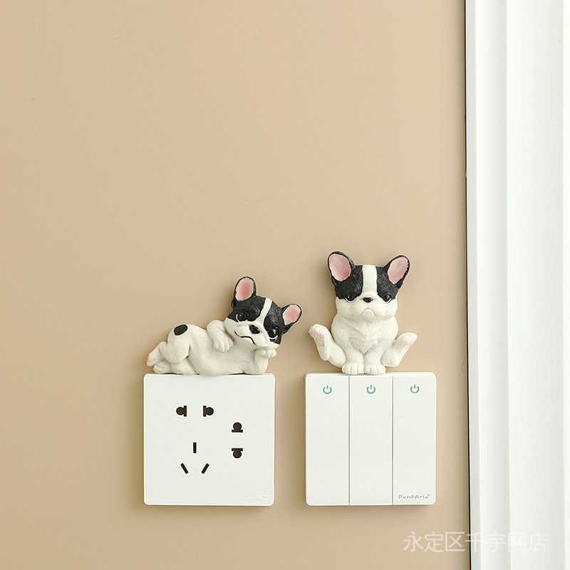 Miếng Dán Trang Trí Công Tắc Hình Chó Bull Dễ Thương