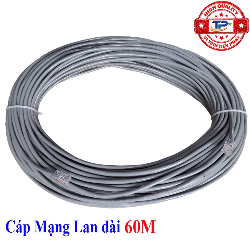 Dây cáp mạng LAN Internet bấm sẵn FTP-Cable chống nhiễu dài 60m chuẩn cat 5e - tiếp KingMaster để được ngoài trời