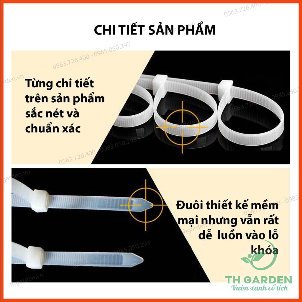 100 Dây Thít, Lạt Thít, Dây Rút Nhựa - Dài 20cm - Dẻo Dai Siêu Chắc, Siêu Bền