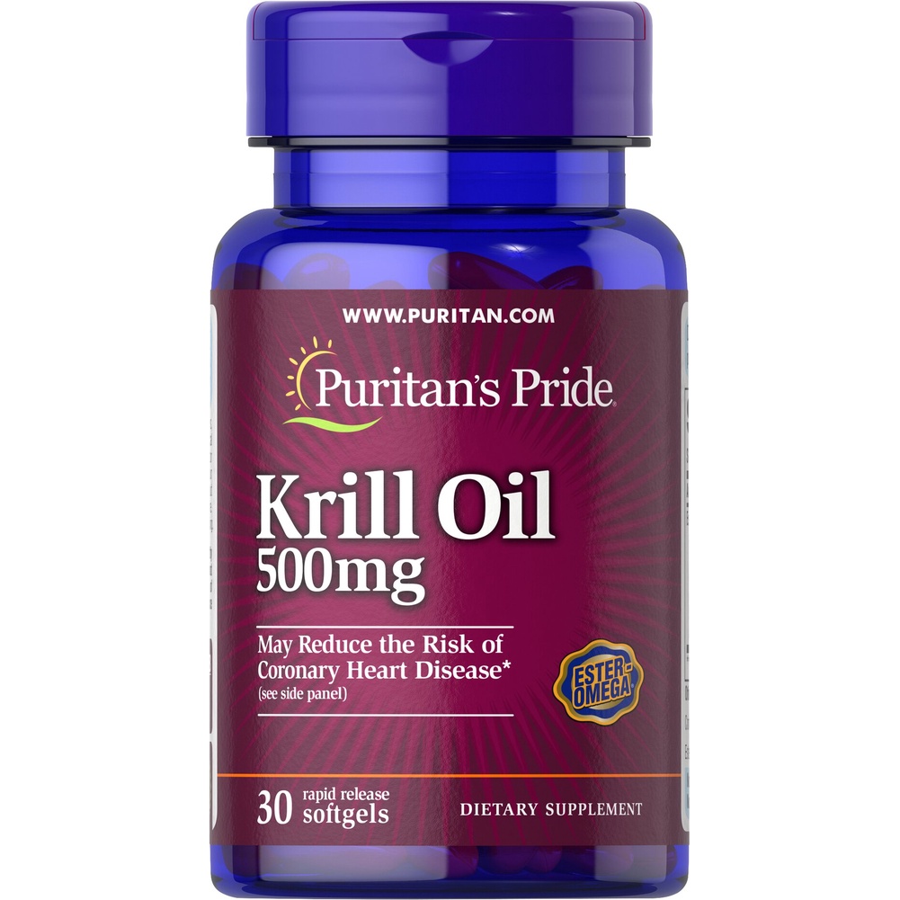 Dầu nhuyễn thể đẹp da ngừa viêm khớp, tim mạch, tăng cường trí nhớ Puritan's  Pride Red krill Oil 500mg 30v