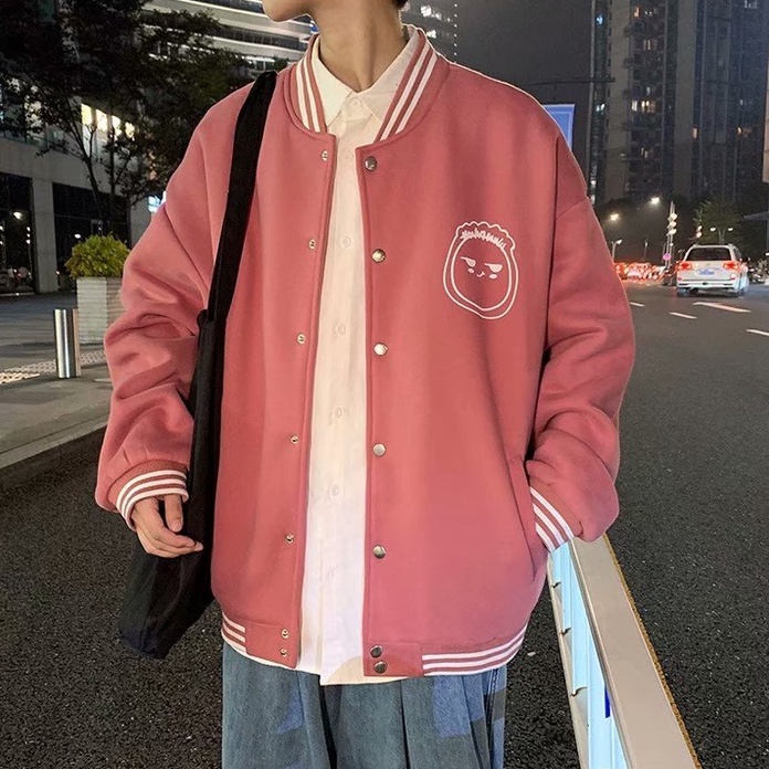 Áo khoác bóng chày nam thời trang Hàn Quốc cho nữ new ifashion top đơn sắc in hoaThêu thùa áo dài tay coat