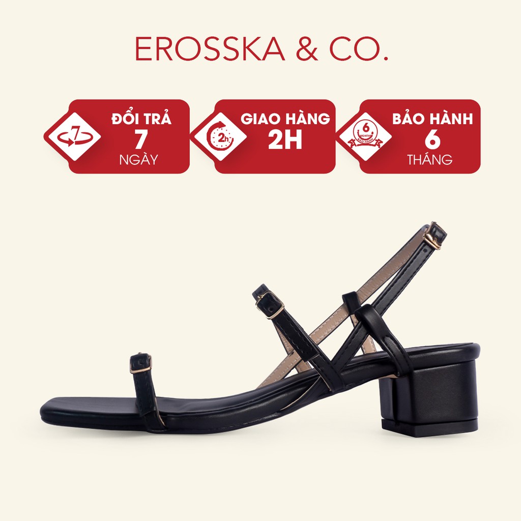 Giày sandal cao gót Erosska kiểu dáng Hàn Quốc cao 5cm màu đen - EB036