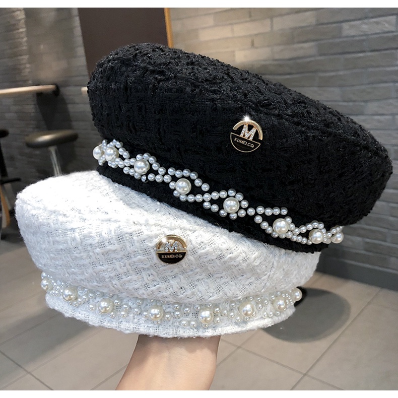 Mũ nồi đính đá hạt ngọc trai kiểu dáng thời trang cho nữ