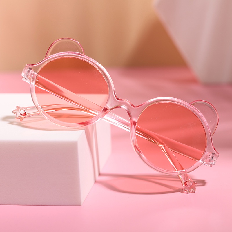 Kính Mát Gọng Tròn Hình Tai Mèo Thời Trang Cho Bé