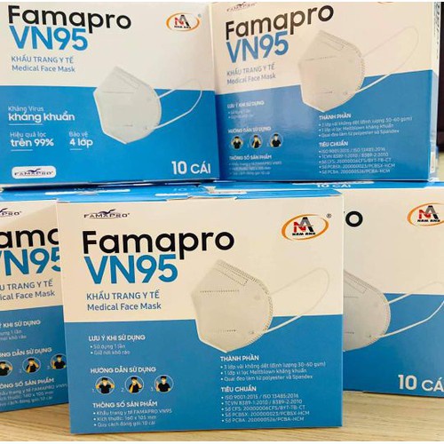 HỘP 10 Khẩu Trang N95 Không Van Cao cấp Lọc Không Khí Kháng Khuẩn Chống Bụi