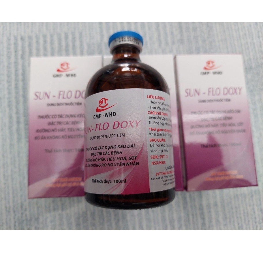 Sun Flodox. dạng tiêm. viêm phổi, thương hàn gà đá, heo,...