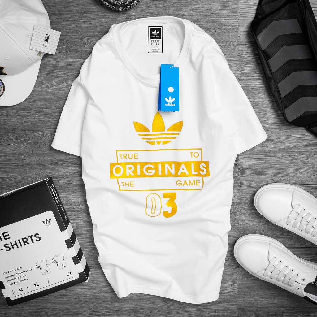 Áo phông ADIDAS Unisex | Áo thun Nam Nữ COTTON In Nhủ Vàng