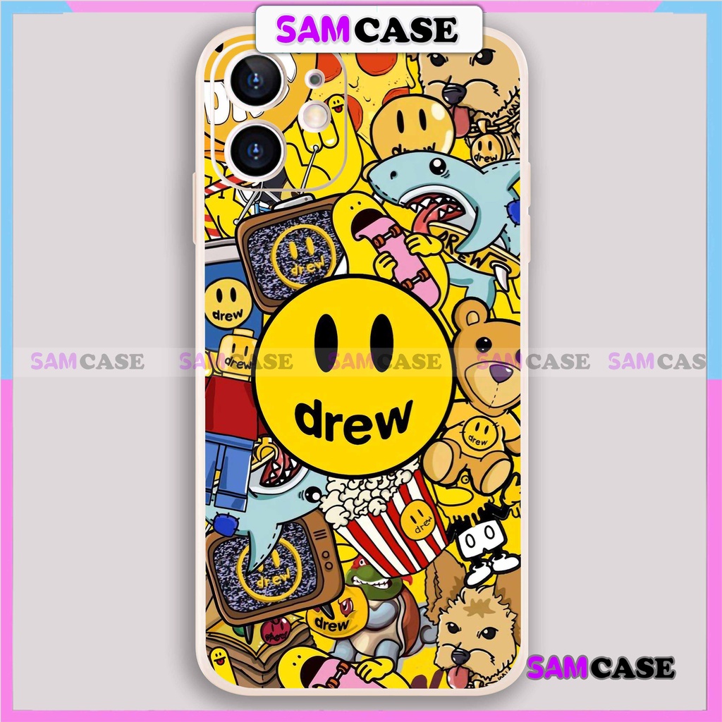 Ốp lưng iPhone 6/6s/7/8/X/XS/11/12/13 Pro Plus Max viền vuông chống sốc bảo vệ camera silicon mềm hình Drew Dr12