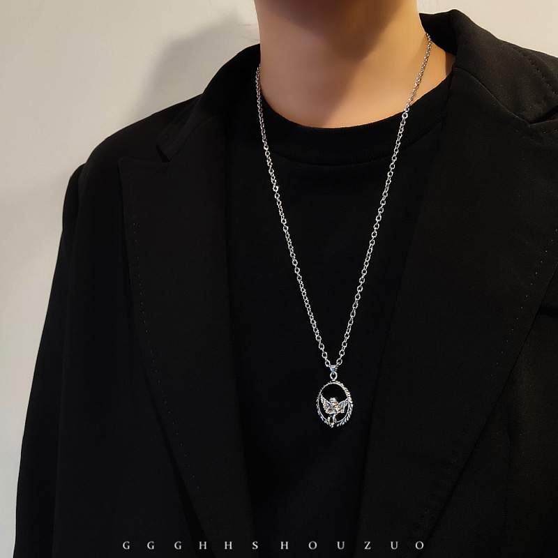 Vòng cổ Thép Titan Mặt Thiên Thần Tình Yêu Thời Trang Hip Hop Cá Tính Dành Cho Cặp Đôi
