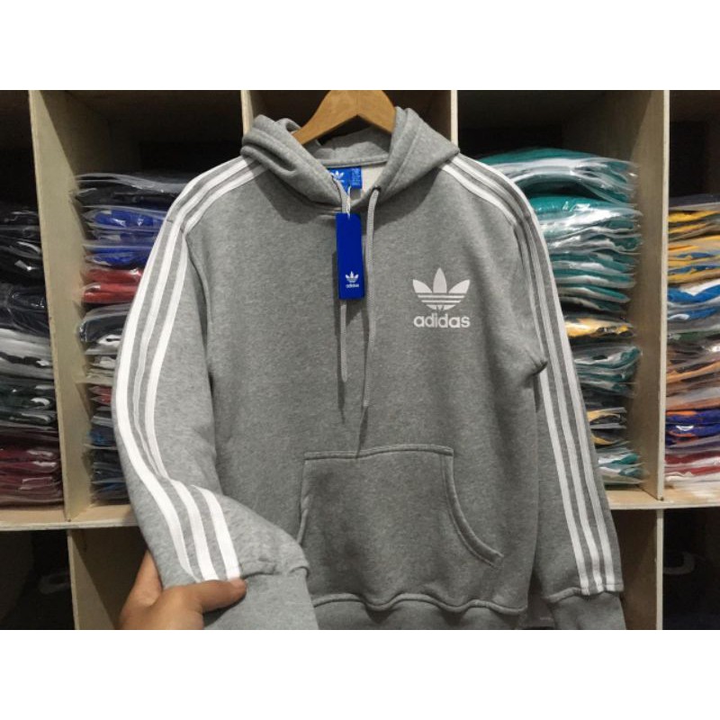 Áo Hoodie Adidas 3 Sọc (trắng / Xanh Navy)