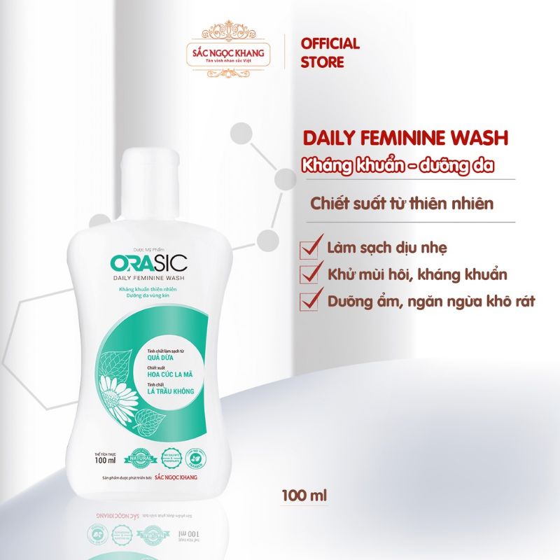Dung dịch vệ sinh phụ nữ ORASIC, giúp làm sạch, dưỡng ẩm, ngăn ngừa khô rát. dùng tốt cho mẹ bầu và sau sinh