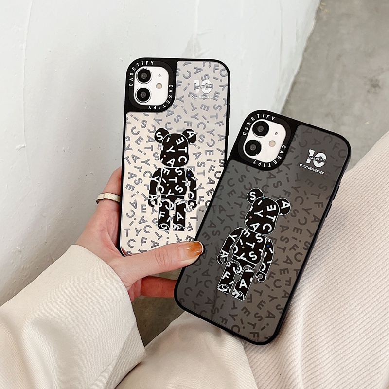 Ốp Điện Thoại Họa Tiết bearbrick Tráng Gương Cho iphone 14 15 plus 11 12 13 pro max