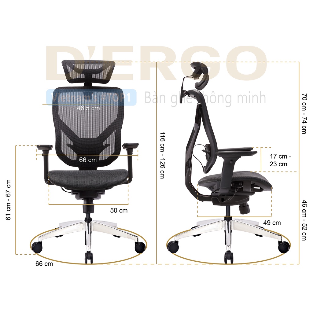 Ghế Công Thái Học Cao Cấp Ergonomic GTChair Vida M