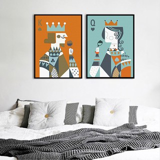 Bộ 2 tranh canvas treo tường quân bài hiện đại LINK170 - 35 x 50 cm x 2 tranh