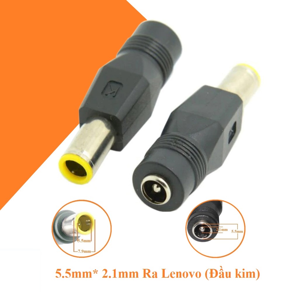Đầu đổi Laptop 5.5mm* 2.5mm Ra Lenovo (Đầu kim)