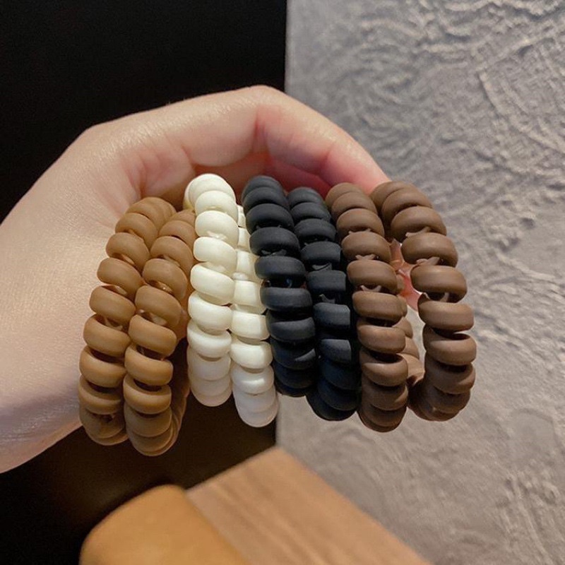 Lò xo cột tóc, chun lò xo màu trà sữa, thun màu đơn giản