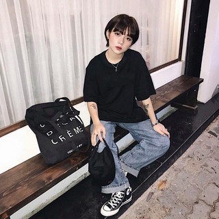 < FREESHIP > Set Áo Thun Đen phối Quần Short Kaki Đen [ Form UNISEX ]