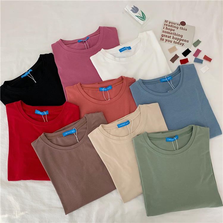 NRVP Áo thun mỏng màu trơn tay dài thời trang cho nữ đơn giản